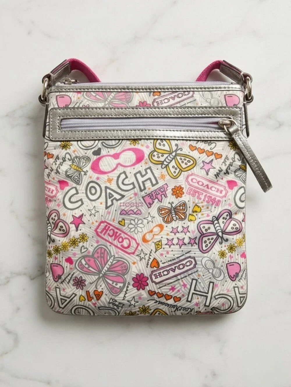 Coach Butterfly Print Pink Crossbody Bag